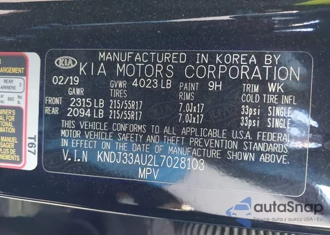 2020 Kia Soul Ex из США, поврежденный, VIN KNDJ33AU2L7028103